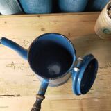 Chocolatière en tôle émaillée bleu