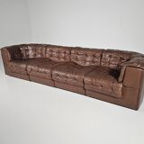 De Sede DS-11 modular sofa in original brown leather, 1970s.