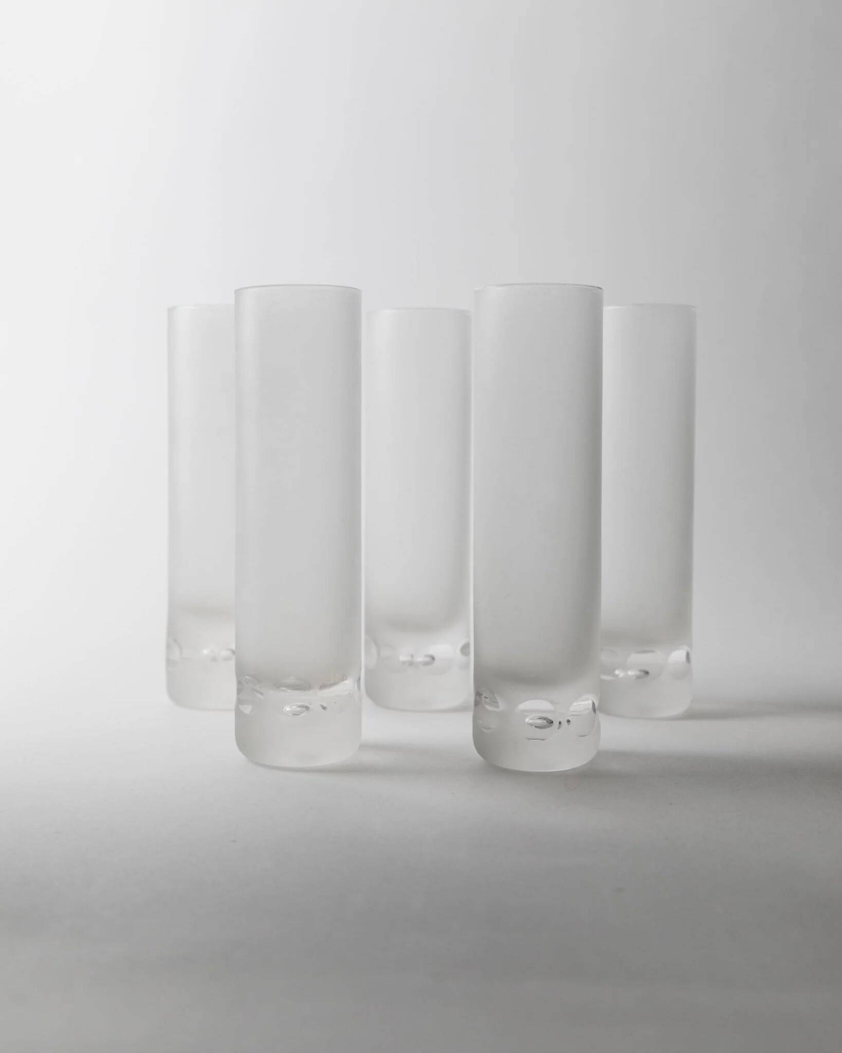 Vintage set of 5 Murano drinking glasses - ice effect with bubble details, heavy quality - Italian design from the 1970s - long drink glasses, gift idea.