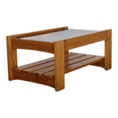 Table basse en pin et verre 1970