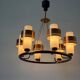 Large ceiling light with 6 arms in copper metal and glass, 1960s, Germany