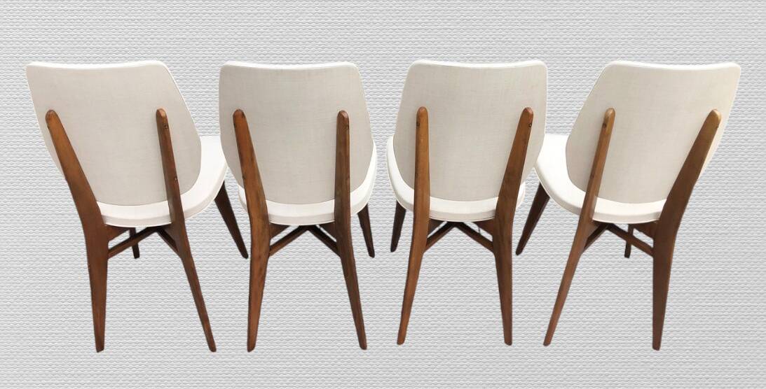 4 chaises en teck design 1960