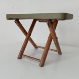 Vintage folding stool in wood and bamboo