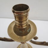 Pair of old brass candlesticks 3 branches