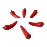 Set of 6 ceramic red pepper knife holders