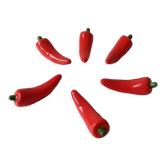 Lot de 6 porte-couteaux piments rouges en céramique