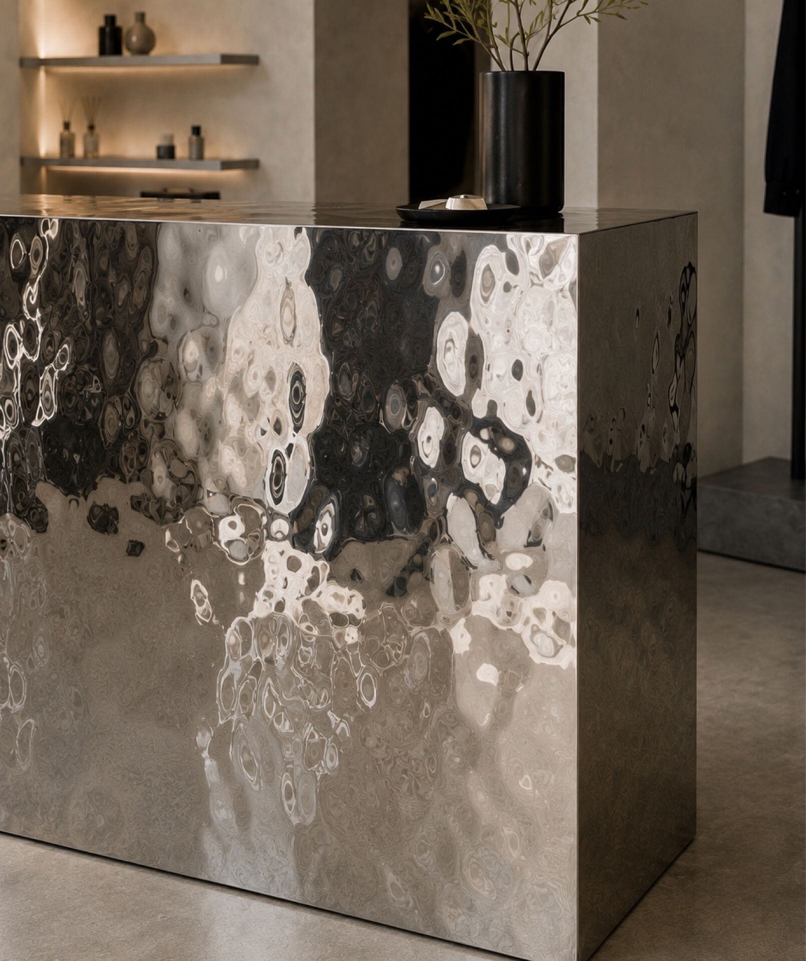 Mirror Polished Stainless Steel Reception Counter