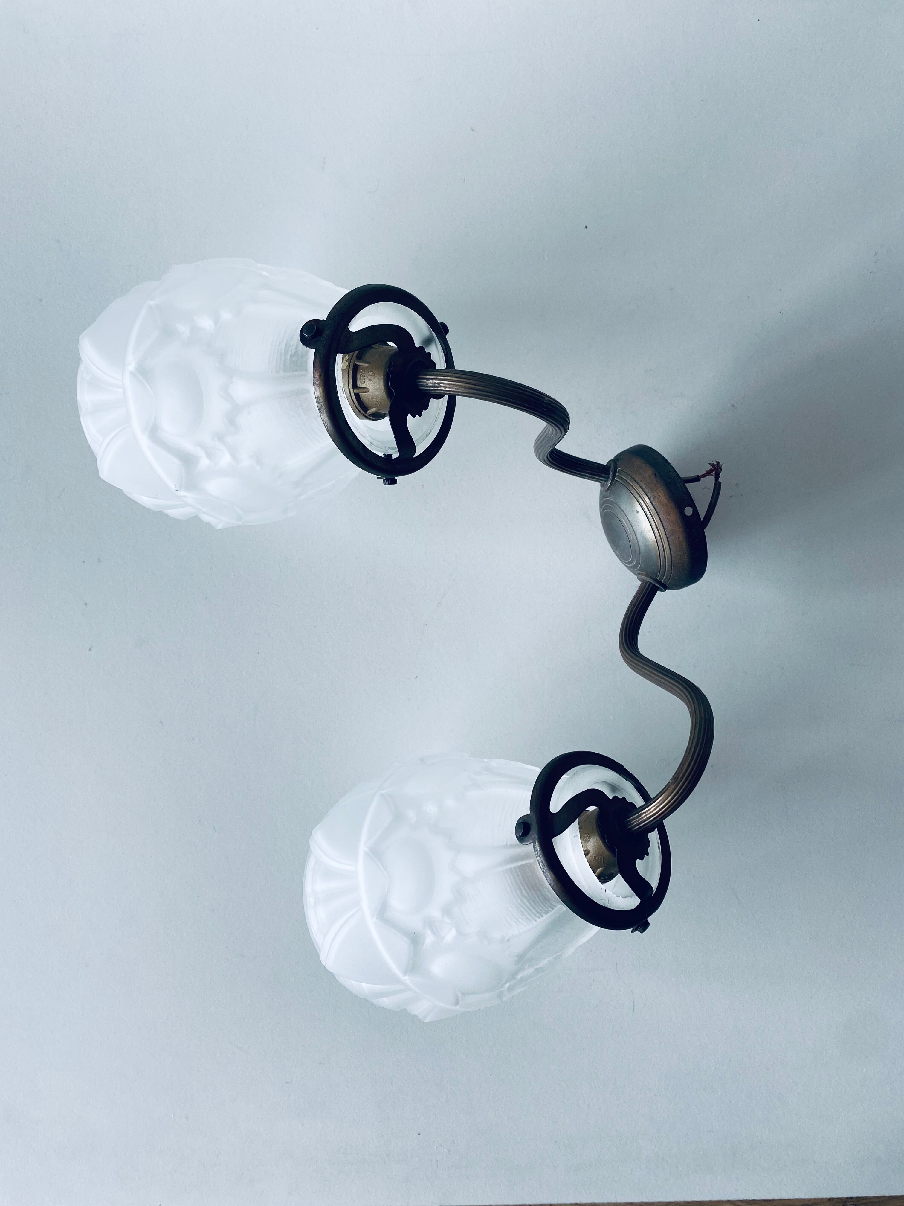 Art Deco wall lamp double fires