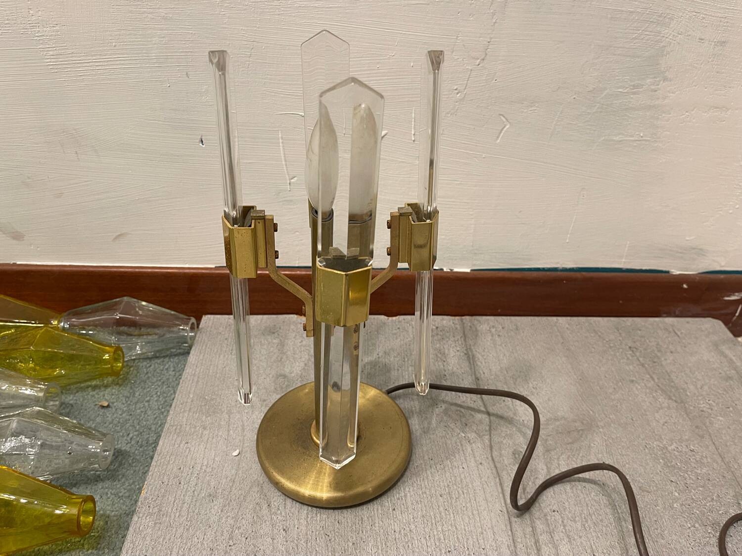 Italian Brass Crystal Table Lamps 1970’s