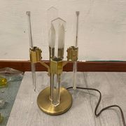 Lampes de table italiennes en laiton et cristal des années 1970