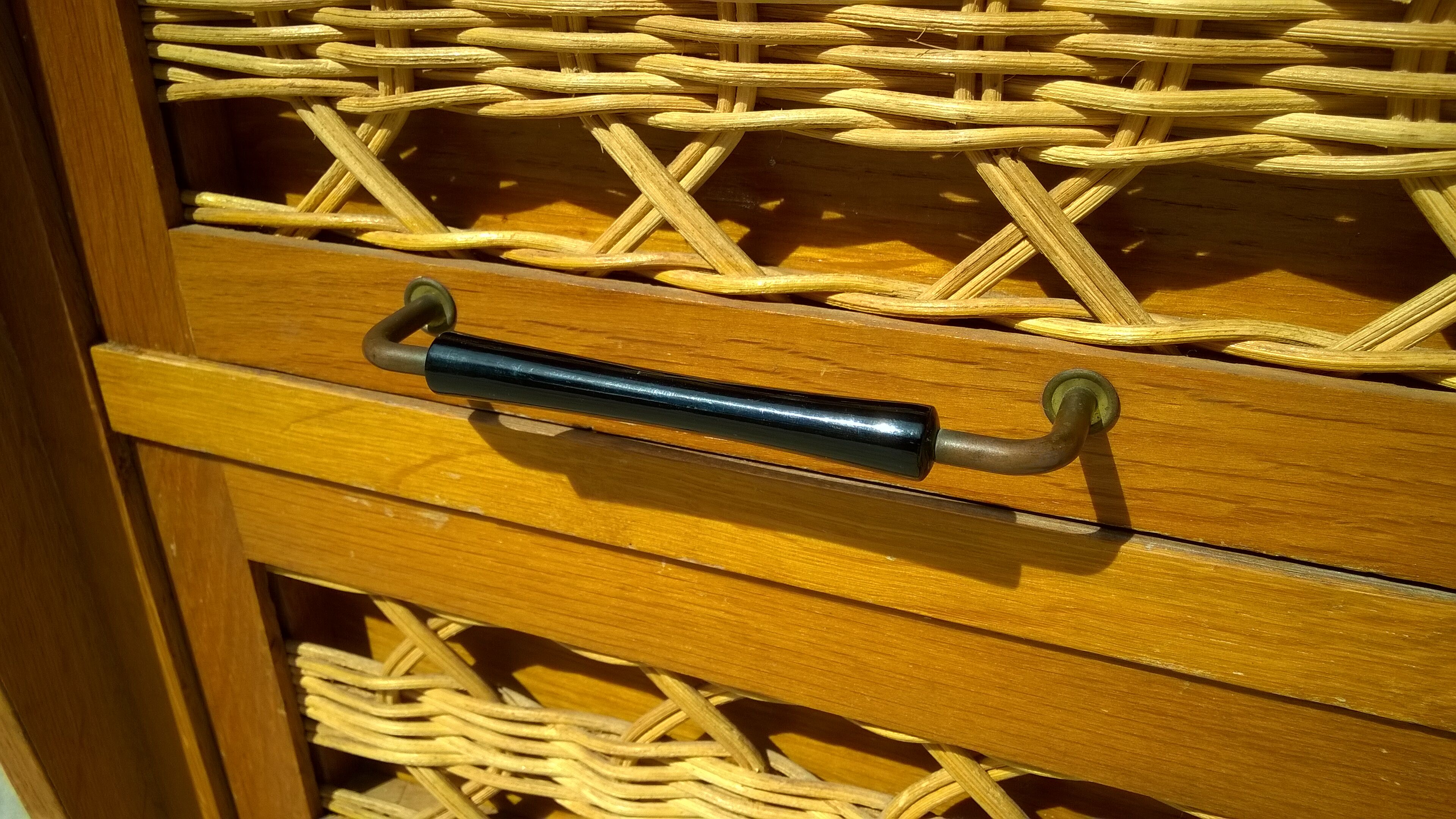 Rattan and oak dresser