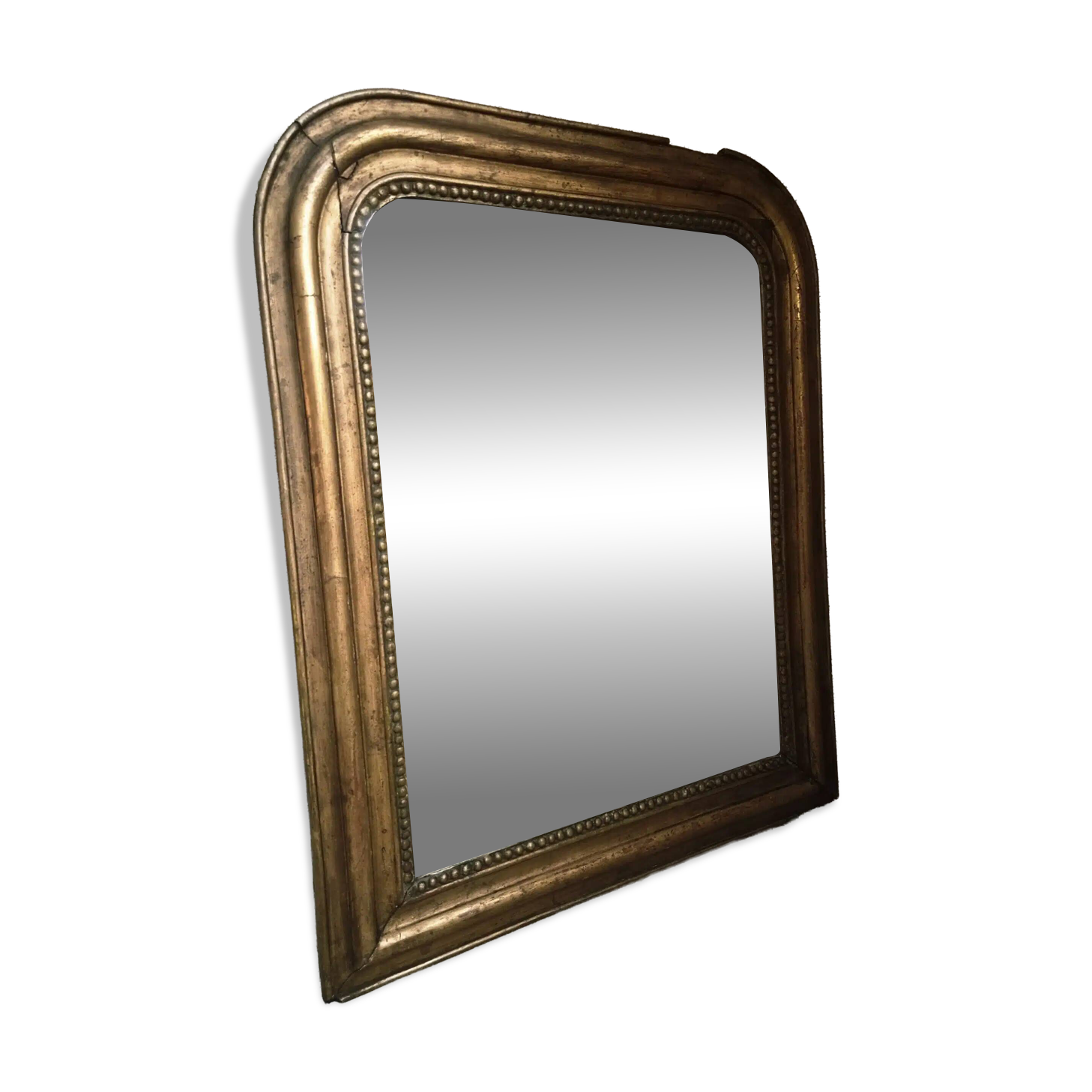Antique French Louis Philippe mirror, gilded mercury mirror, 19th century.