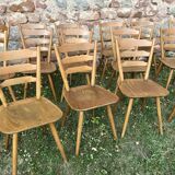 Series of 6 Scandinavian chairs or vintage wooden bistro
