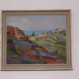Original Swedish oil on panel – “Coastal Landscape” by Carl Deelsbo (1908–1982) – vintage & framed – 45.5 × 53.5 cm