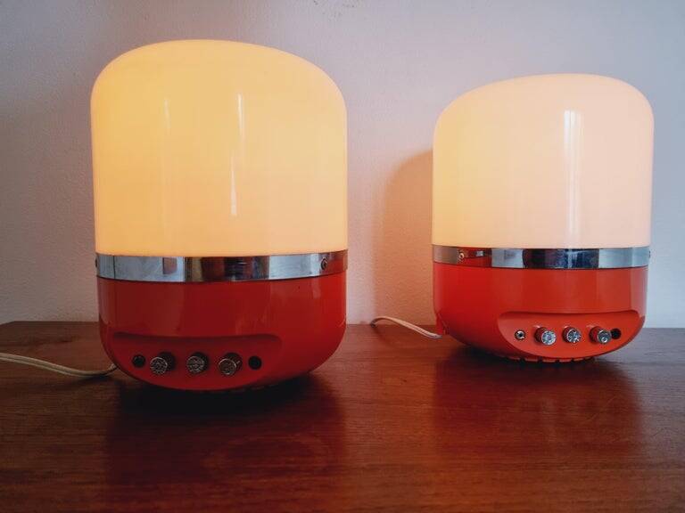 Two Midcentury Table Lamps, Space Age, Adriano Rampoldi, Italy, 1970s