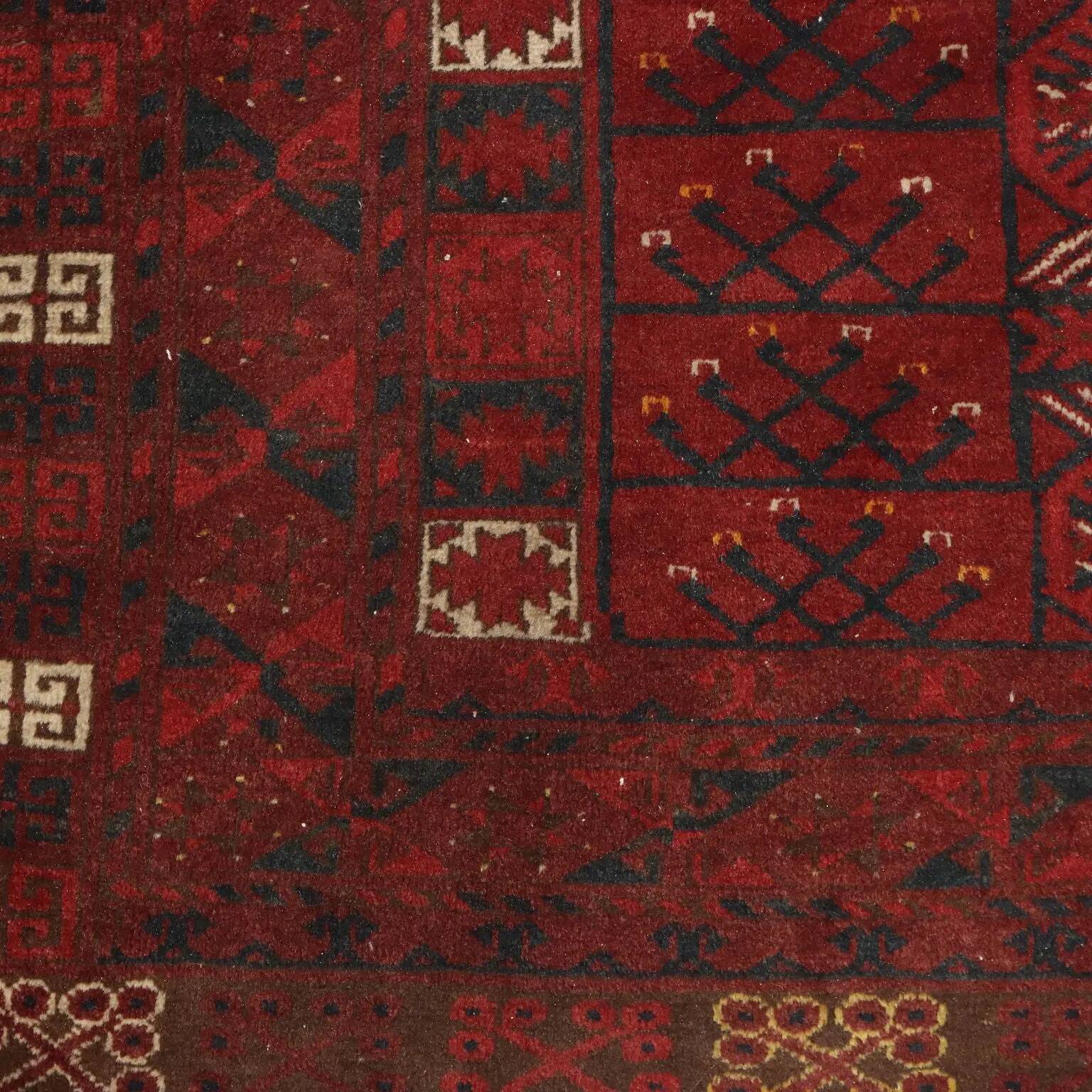 Ancient Asian wool rug, hand-knotted, 82 x 51 in.