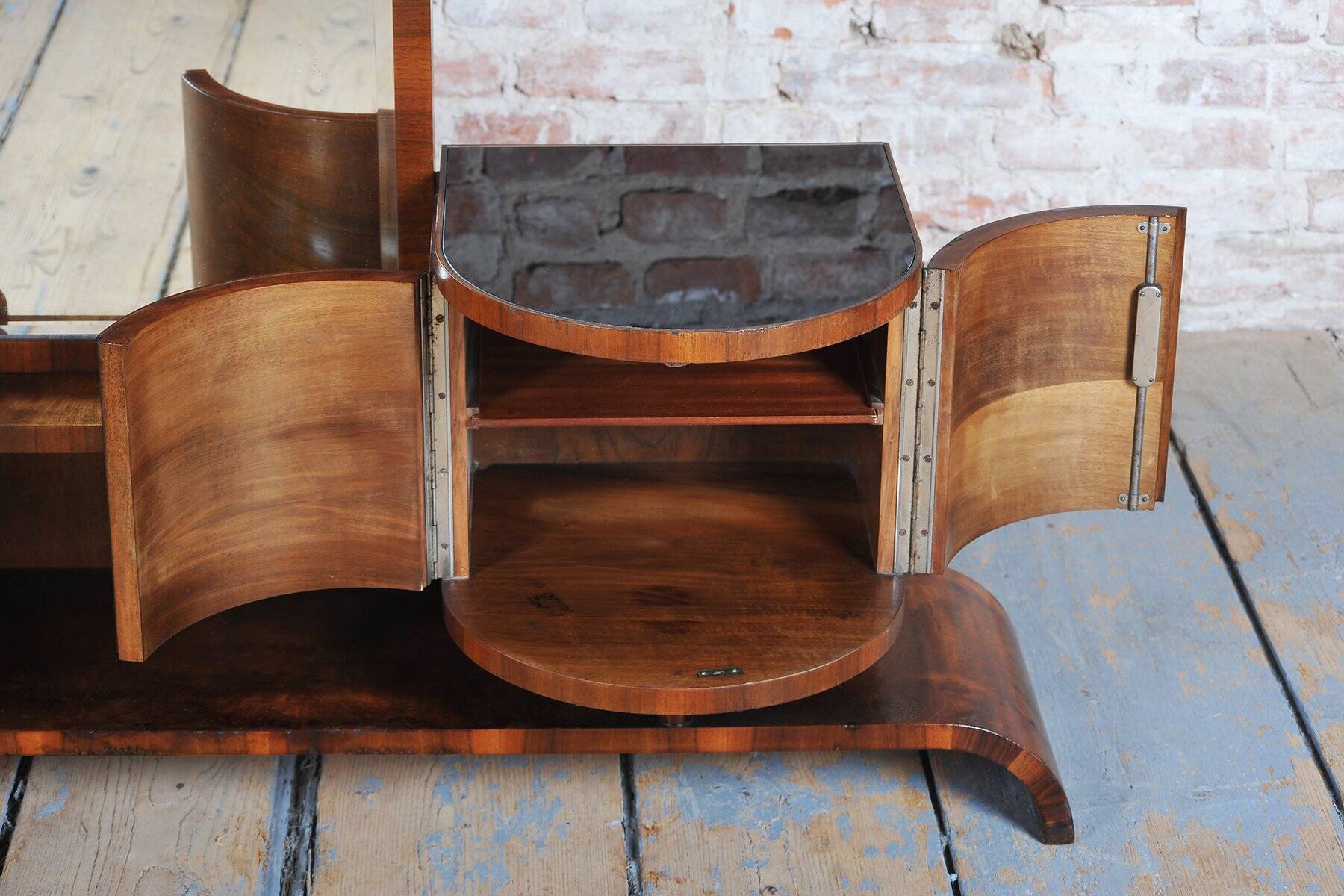 Czech Art Deco Dressing Mirror in Walnut, 1930s