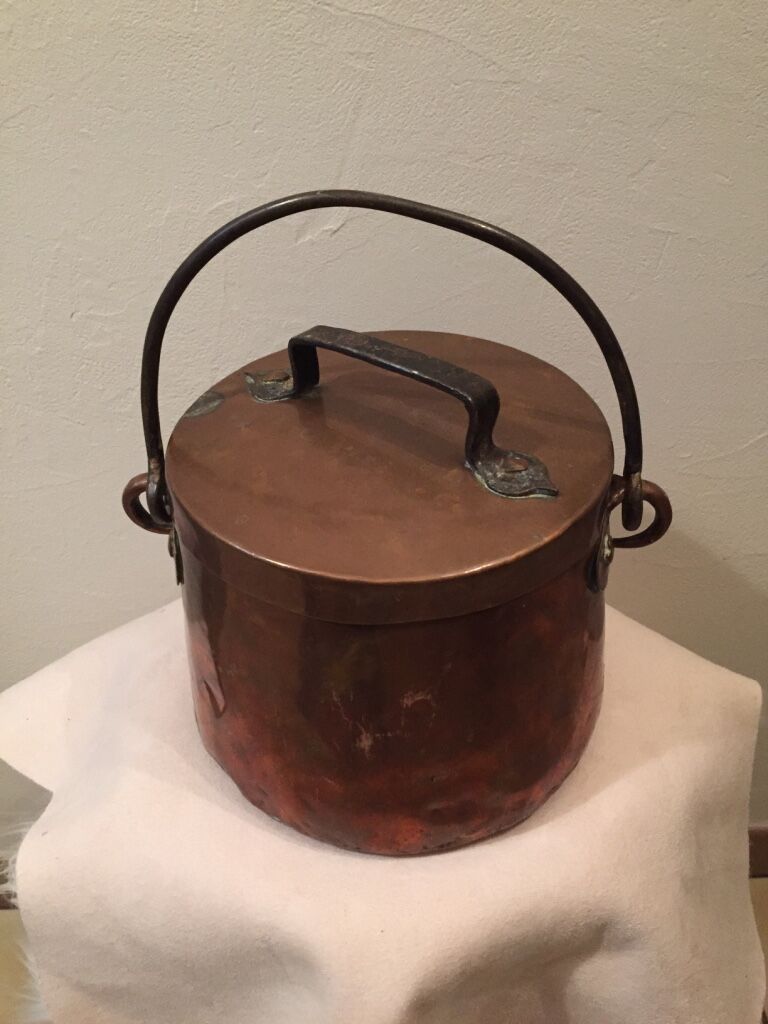 Copper cauldron fireplace pot hides pot deco