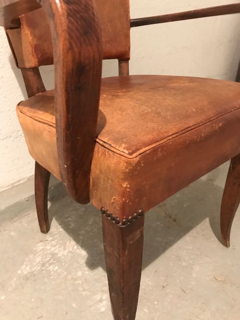 Fauteuil bridge en cuir