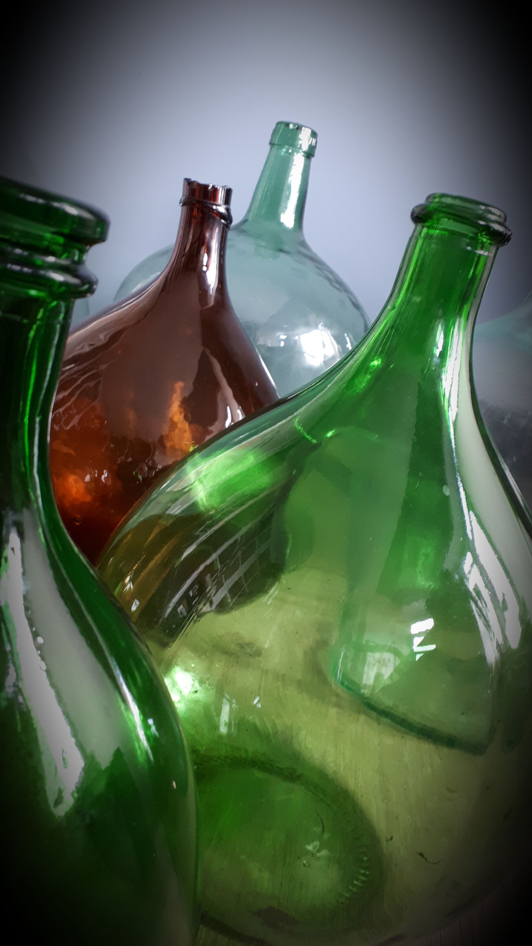 Demijohn 10L round dark brown blown glass