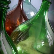 Demijohn 10L round dark brown blown glass