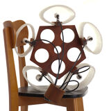 Chandelier design vintage Scandinavian teak year 60