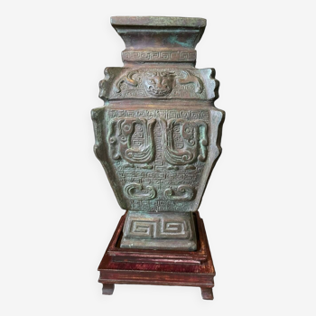 Vase lampe Hu rituel Chine bronze