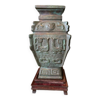 Vase lampe Hu rituel Chine bronze