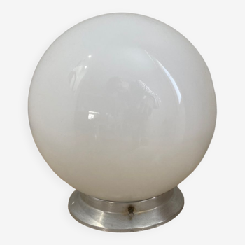 Vintage opaline globe light in aluminum and glass
