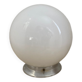 Vintage opaline globe light fixture in aluminum and glass