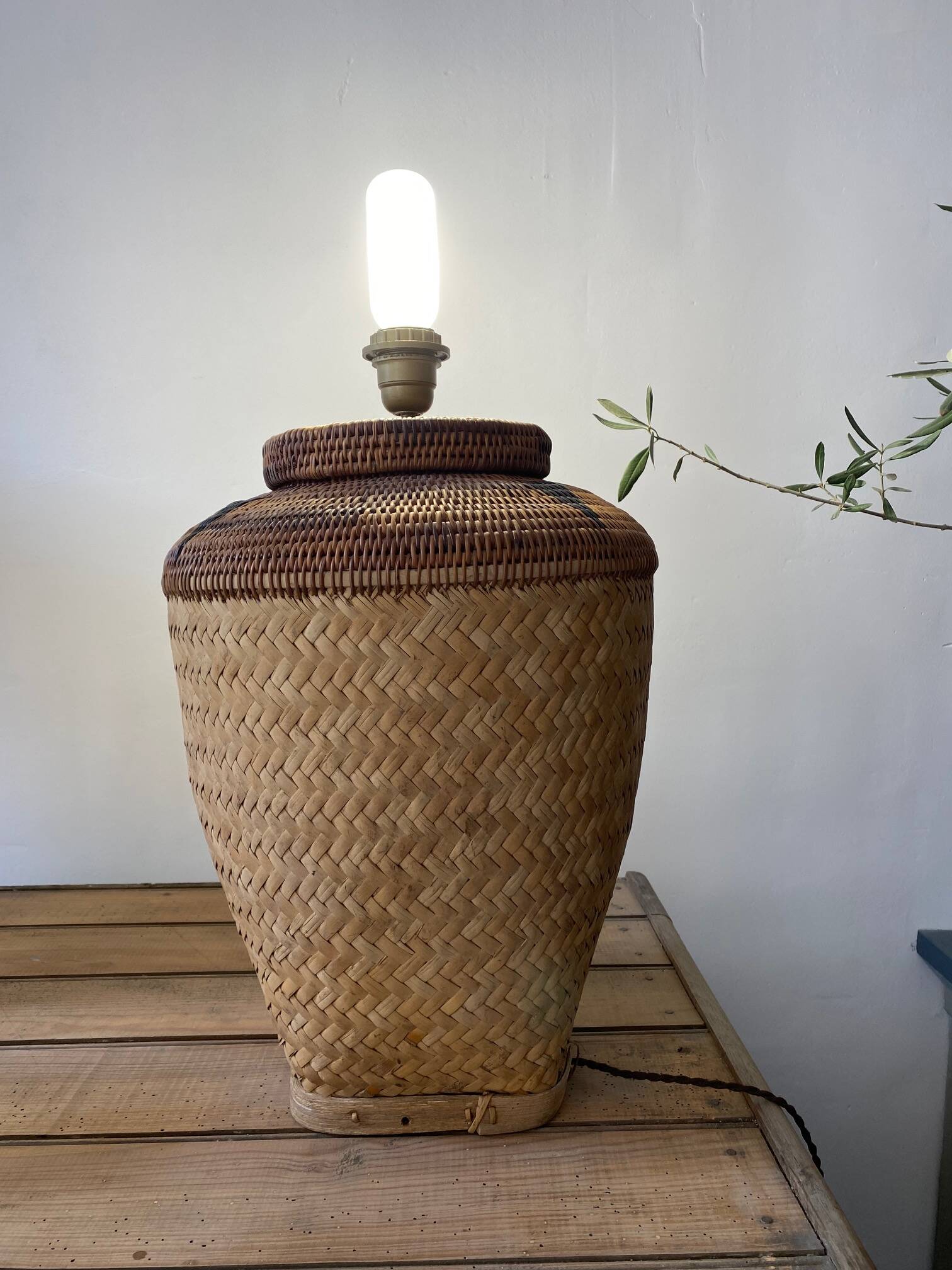 Vintage balinese basket lamp