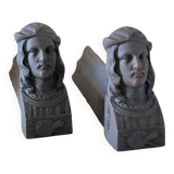 Chenets antique cast iron vintage