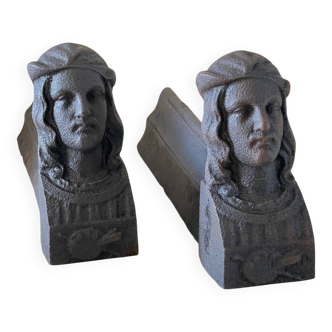 Chenets antique cast iron vintage