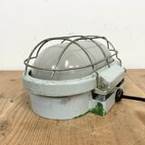 Industrial Cast Aluminium Wall Light with Milk Glass from Elektrosvit, 1970s