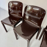 Set of 5 Selene plastic chairs designed by Vico Magistretti Artemide