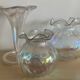 Série 3 vases vintage en pâte verre irisée