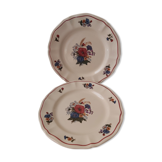 Set of 2 Sarreguemines dessert plates, Agreste model