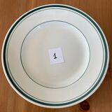 7 assiettes plates liserés vert sapin Moulin des loups