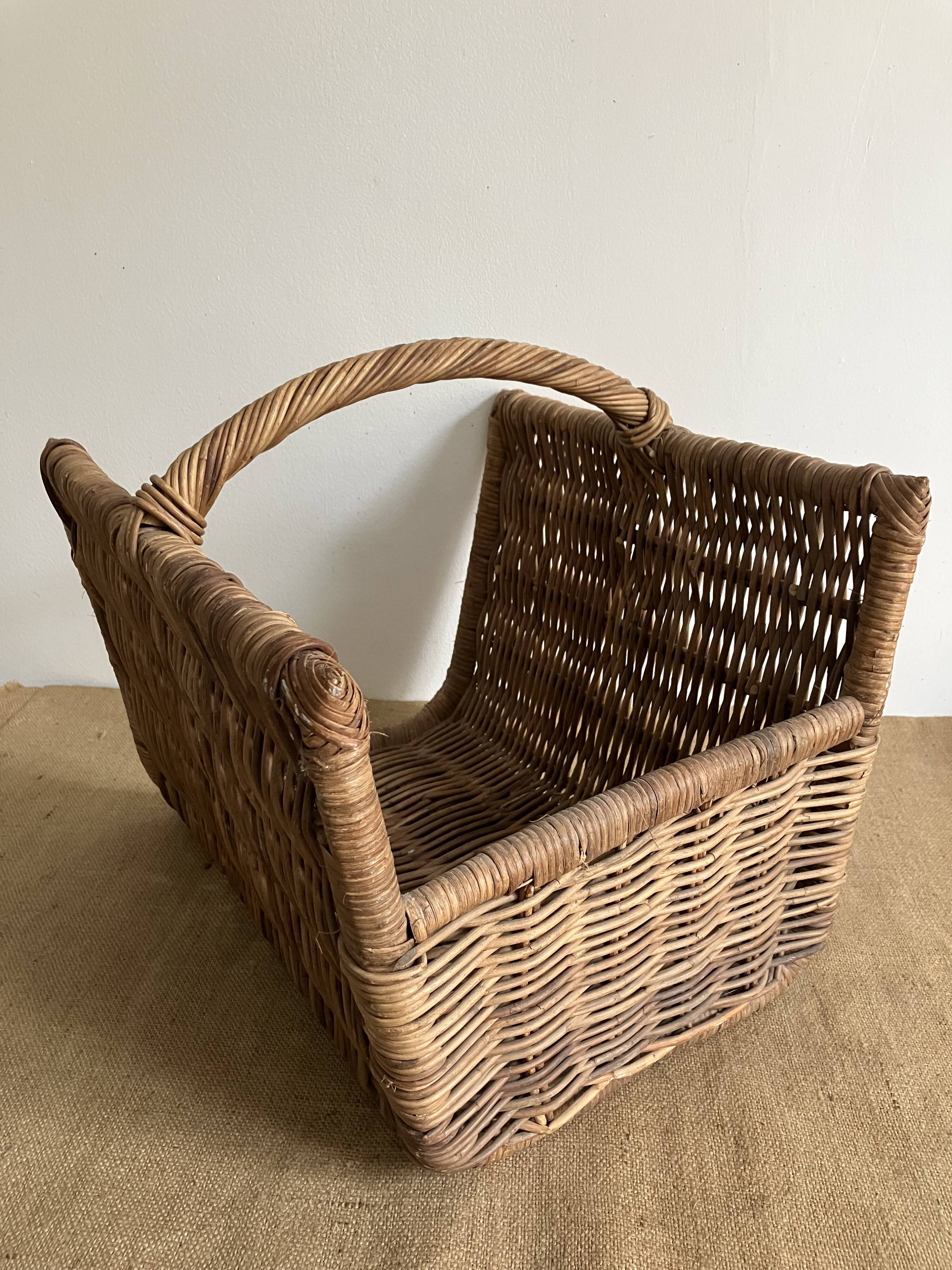 Woven wicker log holder, wood basket