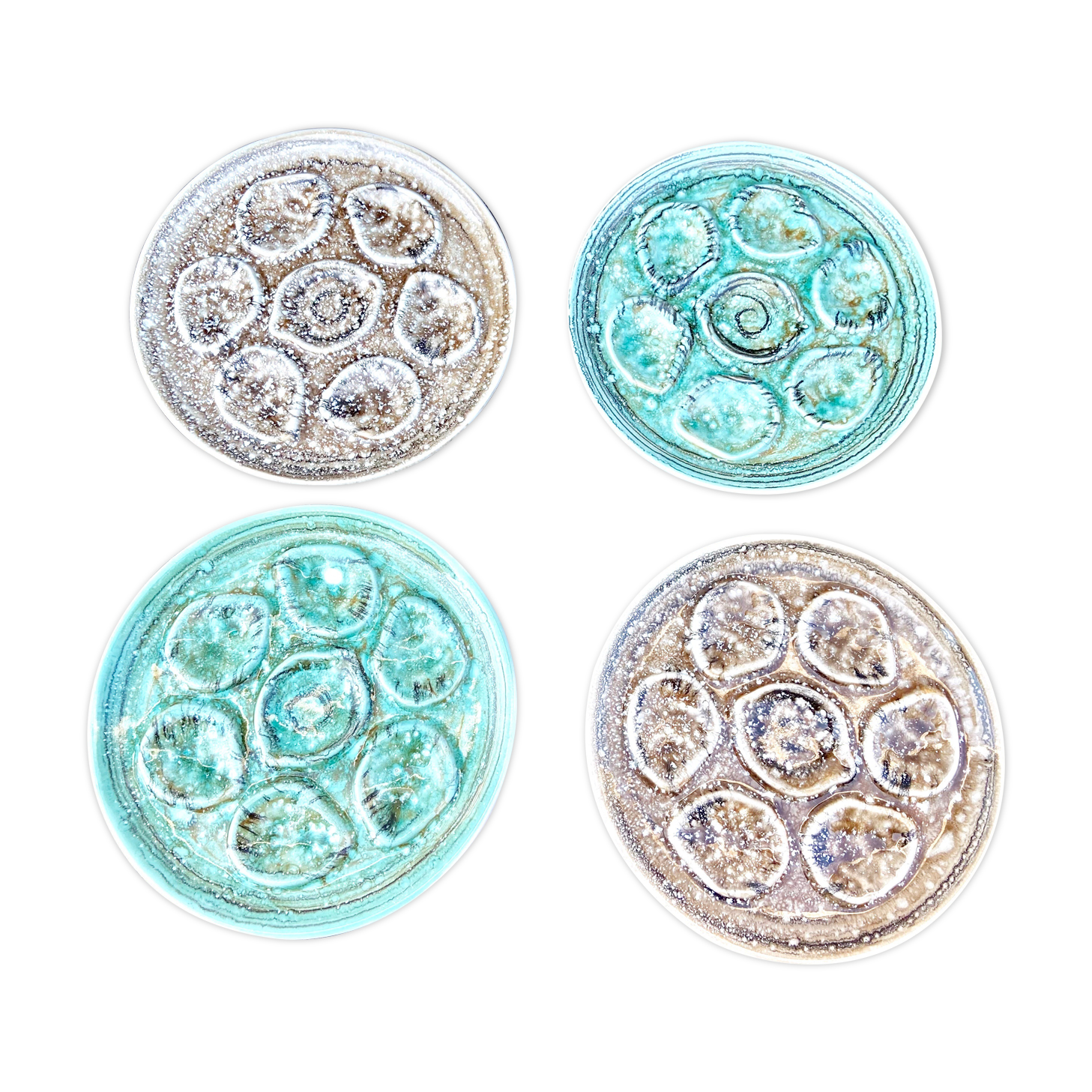 Set of 4 shell plates manufacture Niederviller