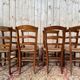 Set of 8 rustic chairs in Louis XV style – Fruitwood, straw seats.