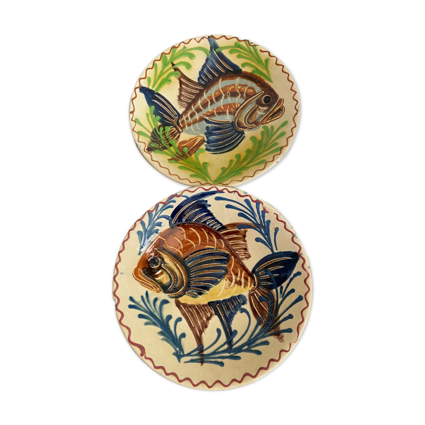 Set of two plates decoration Fish signed Vallauris style