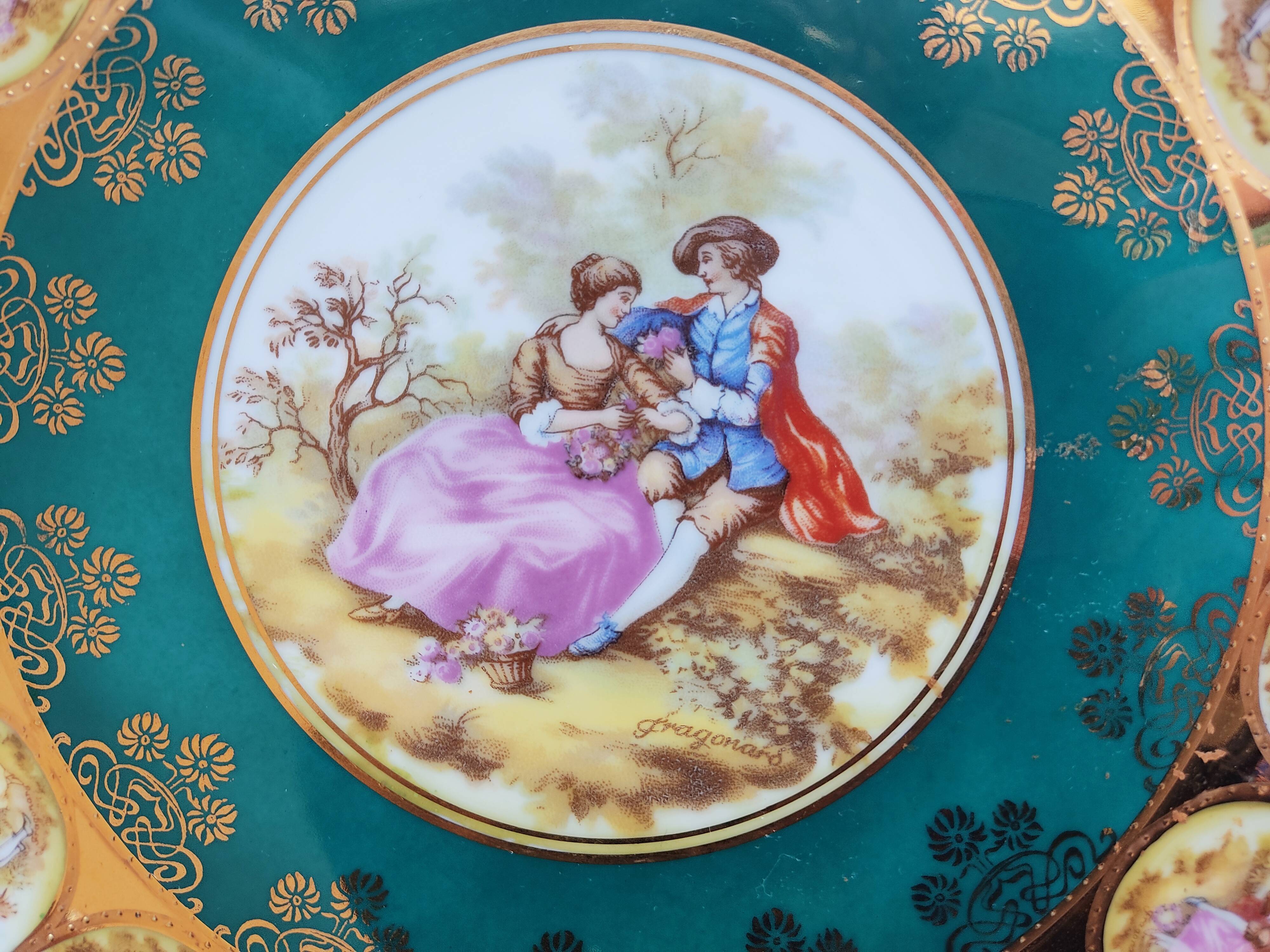 Porcelain dish Karlsbader decoration after Fragonard
