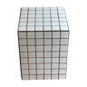 Table d’appoint cube bout de canapé carrelage mosaïque blanc joint marron ora 30x30xh40cm