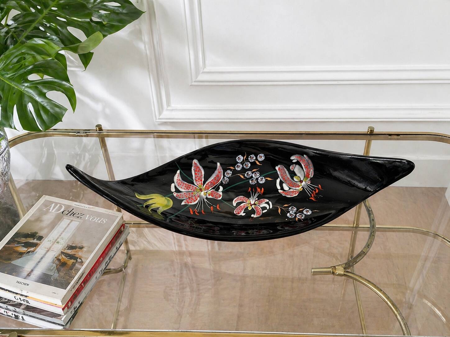 Large Longwy bowl signed L. Valenti
