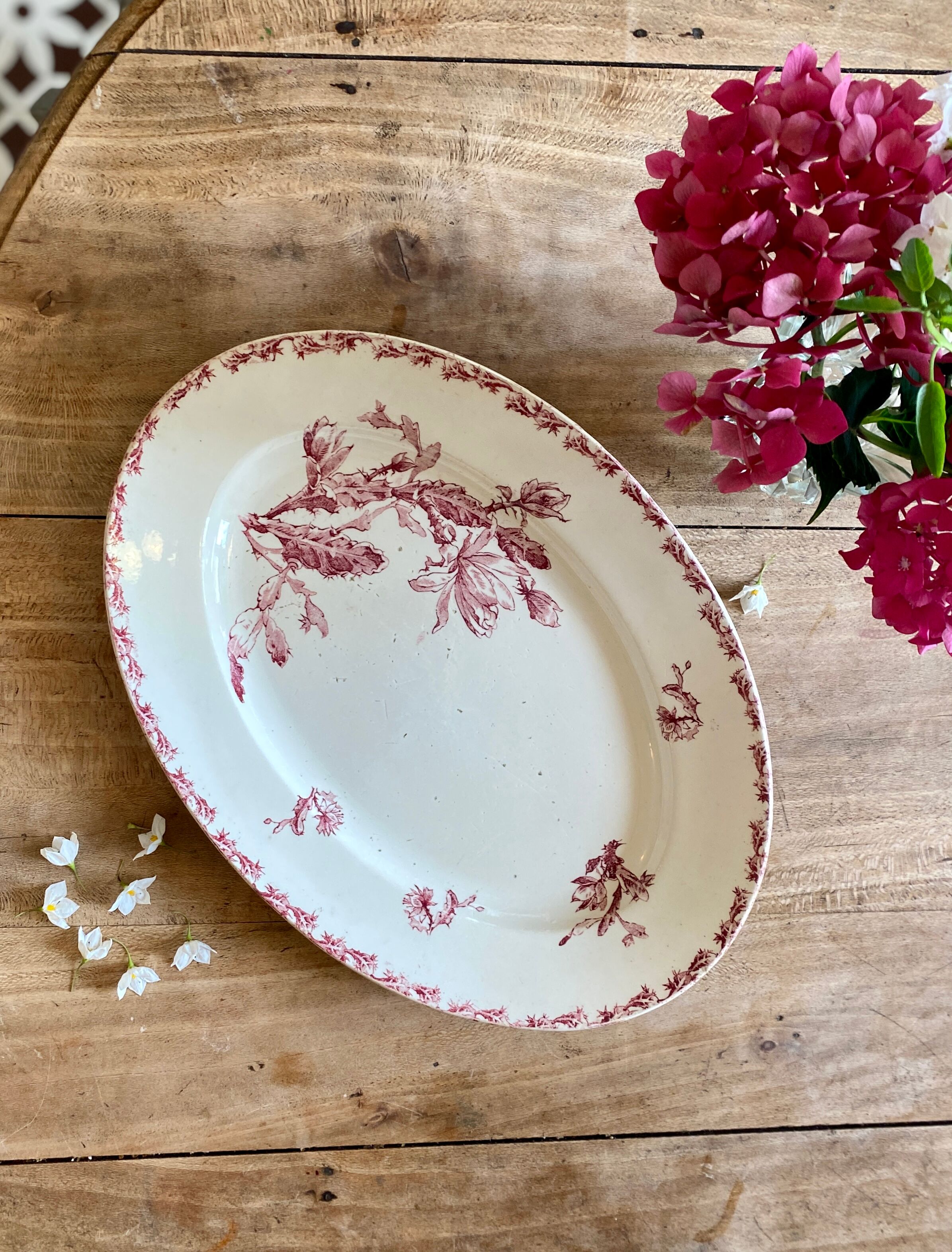 Old oval dish in iron earth