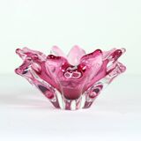1960s Pink Art Glass Bowl, Frantisek Zemek Czechoslovakia