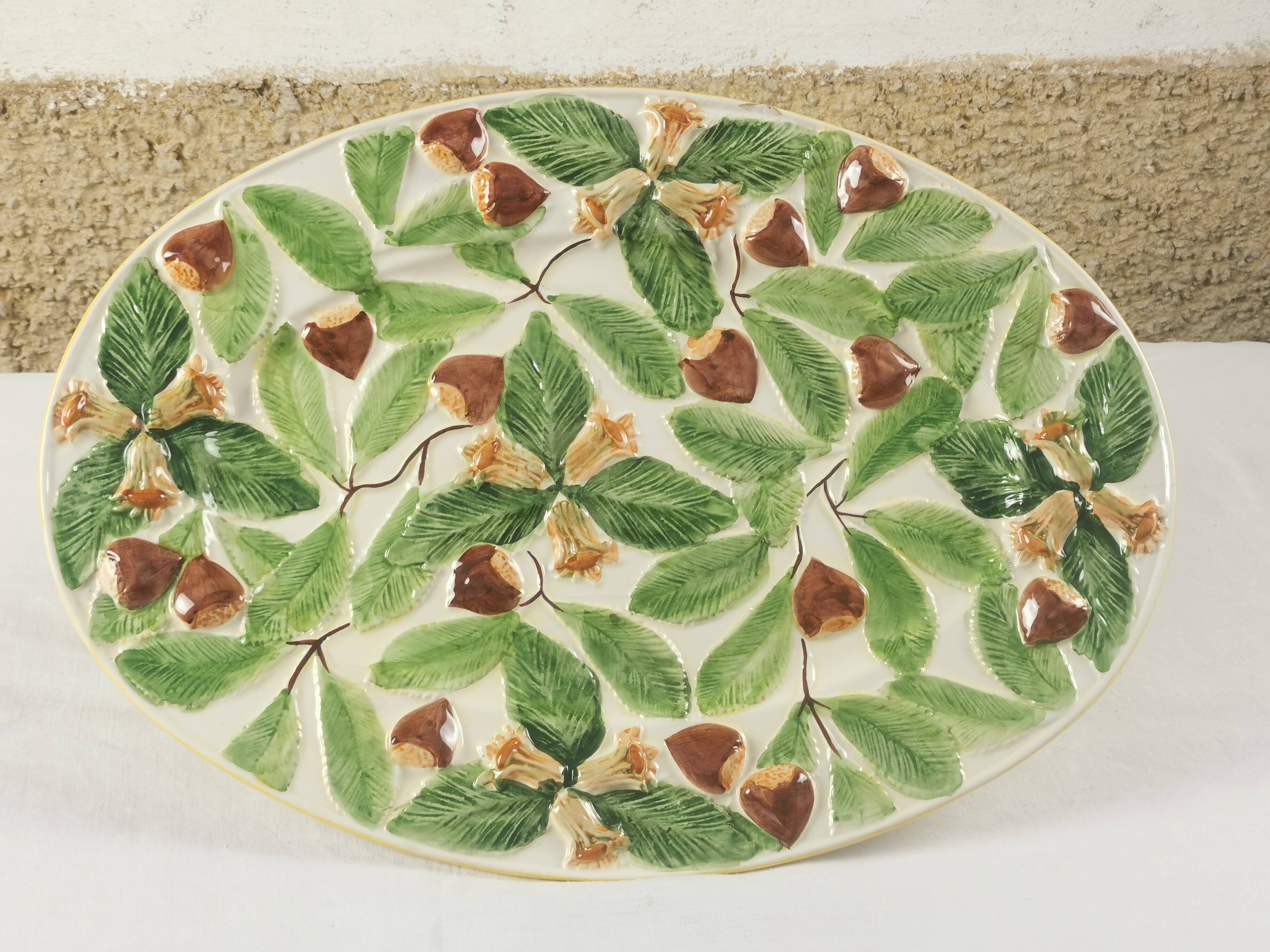 Large ancient dish “decor of chestnuts”