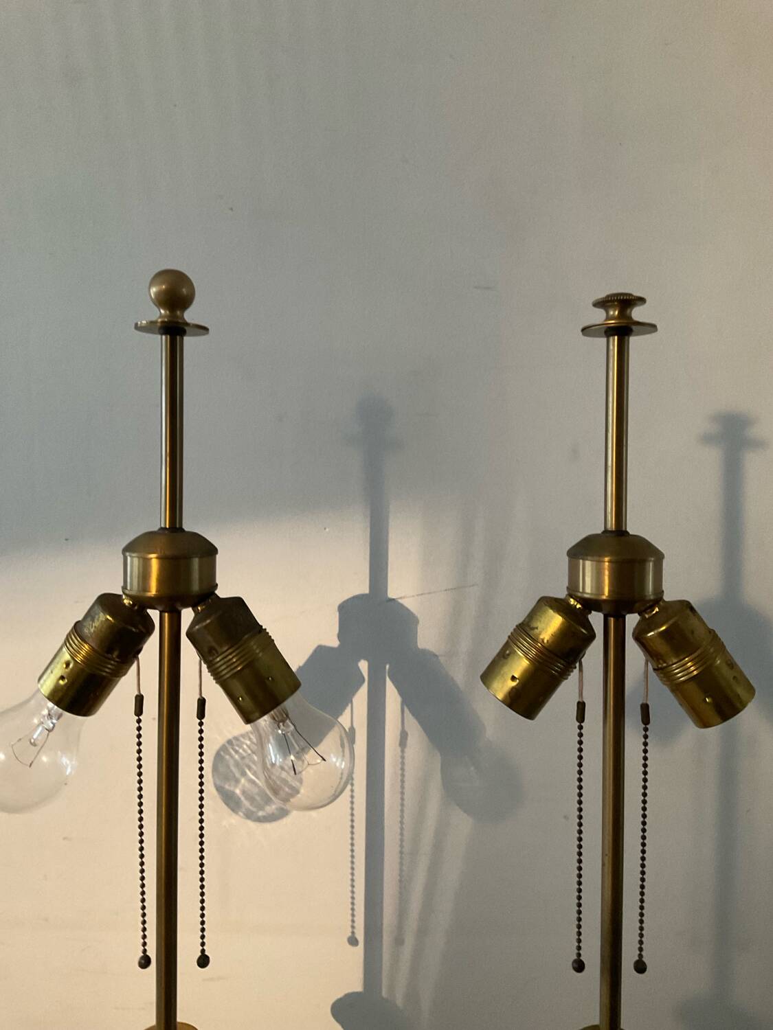 Pair of vintage bronze and brass lamps