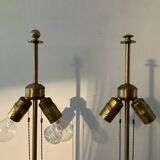 Paire de lampes vintage en bronze et laiton